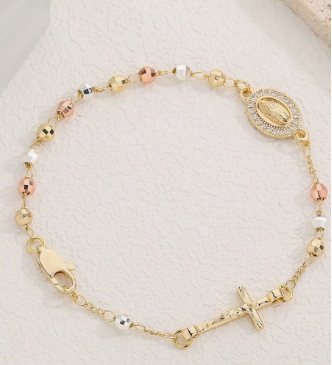 Pulsera Bañada en Oro de la Virgen Maria