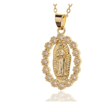 Collar con cruz y medalla de la Virgen María